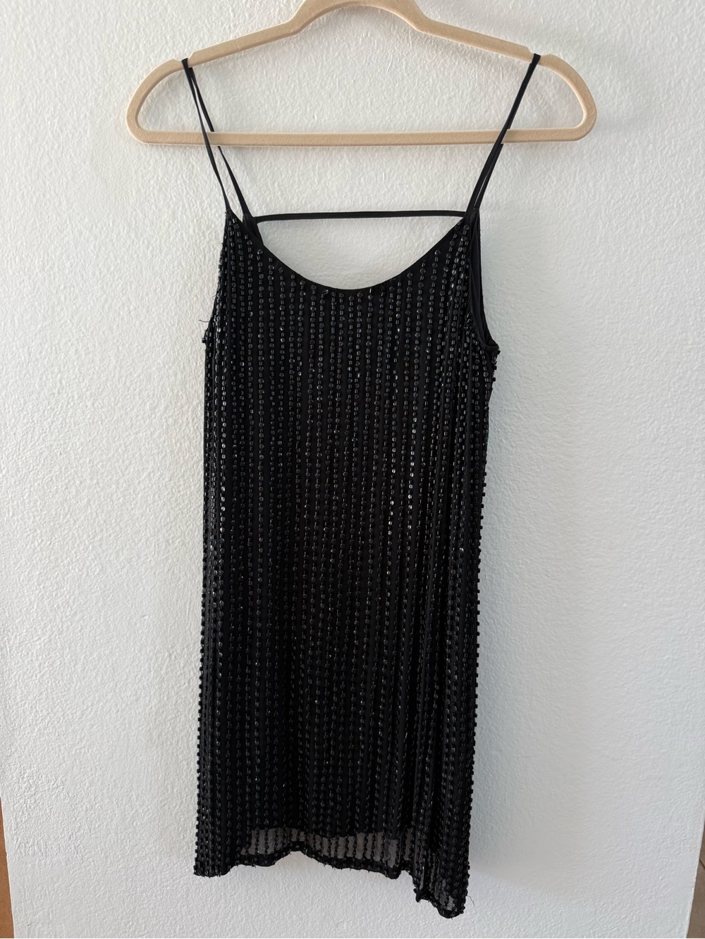 Parker Black Beaded Shift Dress S